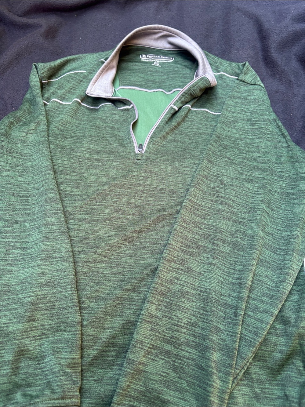 Pebble Beach Performance Polo - Green Heather with Gray Trim